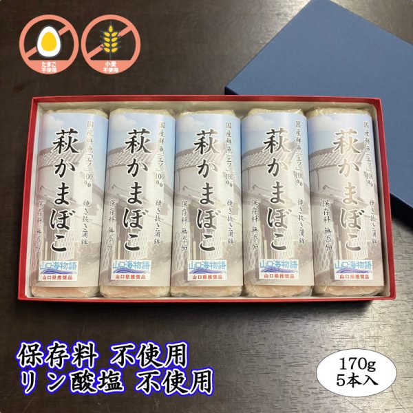 画像1: 卵・小麦不使用！萩かまぼこ（白）170g【令和6年度水産庁長官賞受賞商品】　　5本【化粧箱入】 (1)